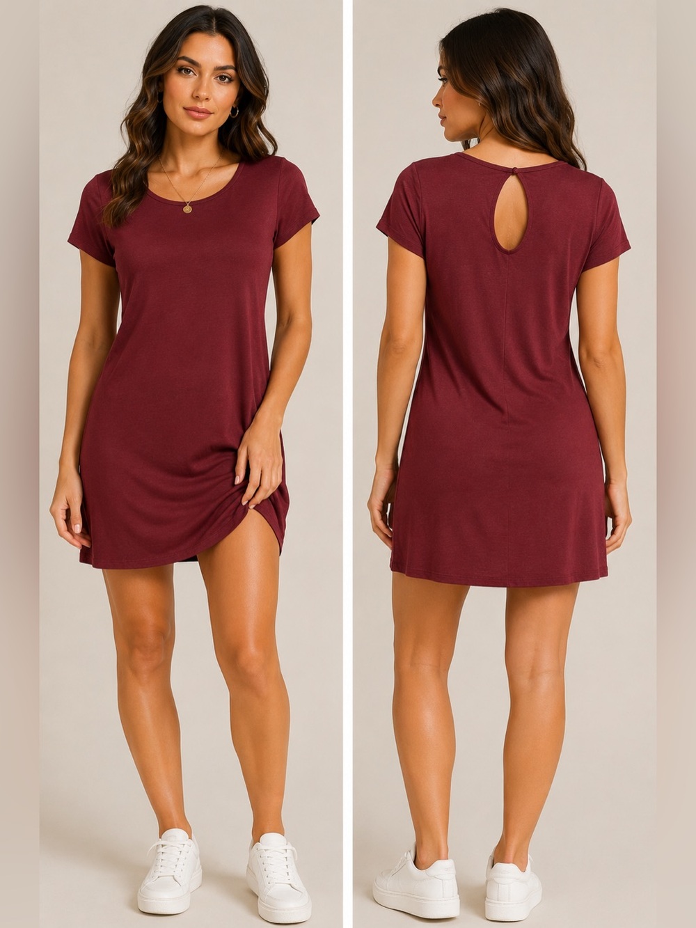 Mossimo Burgundy Soft Jersey T-Shirt Mini Dress Size L